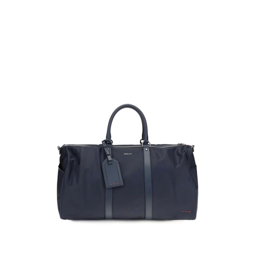 Kiton Men Leather-Trim Travel Duffle Bag